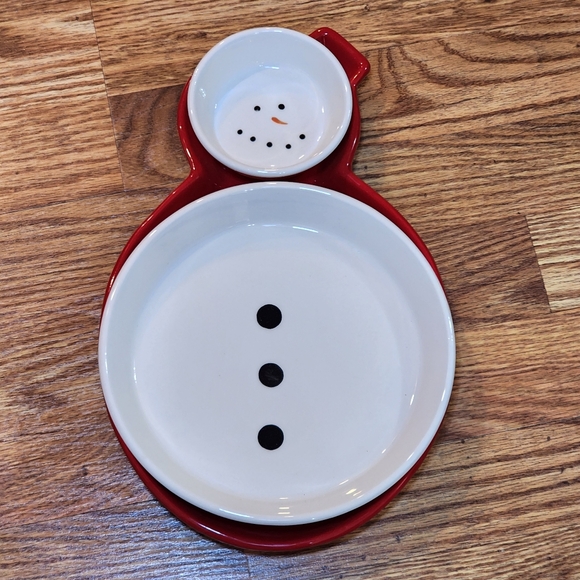 Vintage Snowman 3 Sectioned Serving Set Ceramic - Picture 1 of 8